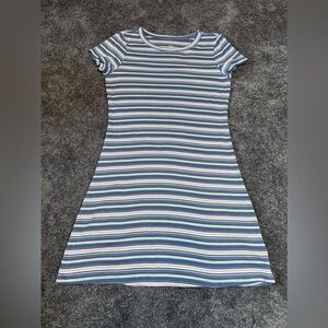 American Eagle Outfitters Striped Blue White Midi Tshirt Dress Women Small
